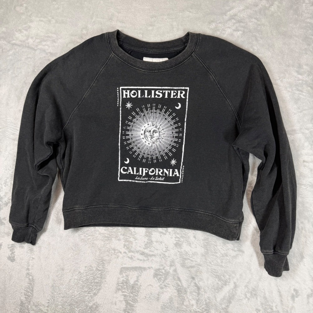 Hollister California Celestial Sun Moon Graphic Sweatshirt Black Small 352260051